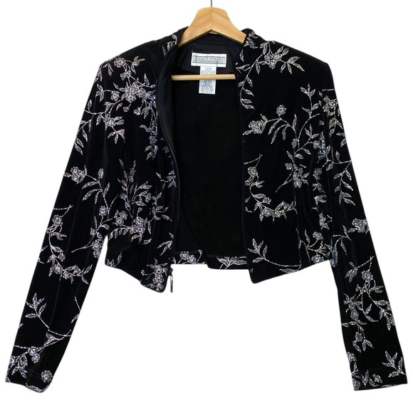 Vintage Jessica Howard Shimmering Cropped Jacket 8 Glam Luxe Dressy Formal Wear - Picture 4 of 8